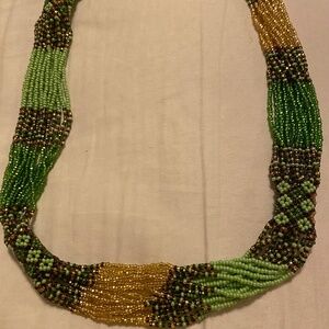 Vintage stunning multi-strand glass seed bead necklace.